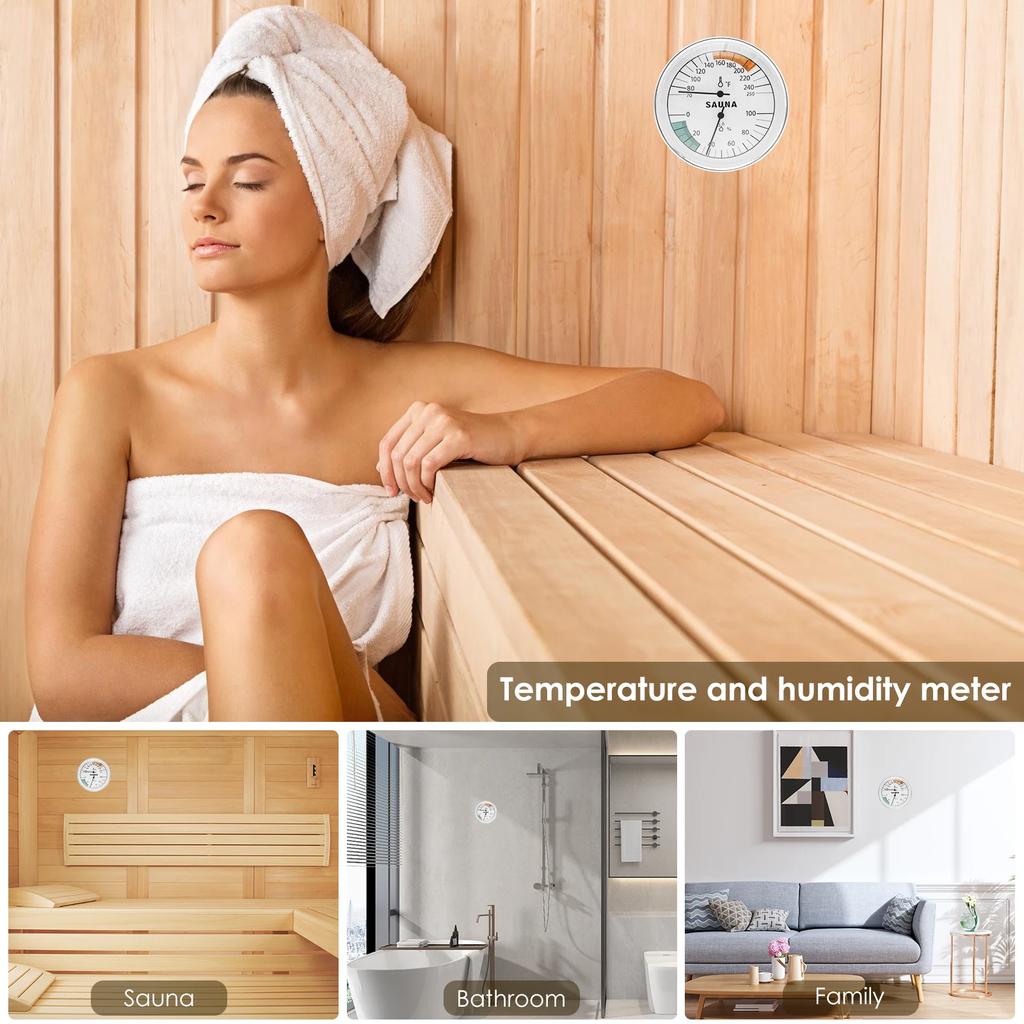 Sauna Thermometer Hygrometer Alloy Wall Mounted Sauna Room Temperature Humidity Tester Monitor Precise Fahrenheit Thermometer