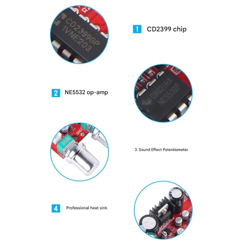 Easy installation DIY Sound Microphone Amplifier Module Reverbs Effect for Home Karaoke Live Streaming and Beginner Projects