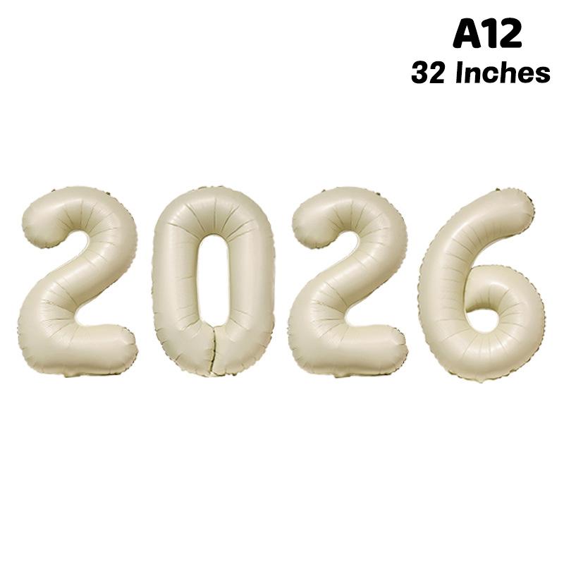 Happy New Year 2026 Balloons Gold Silver Pink Black Number 2026 Foil Balloons 16/32/40in Multicolour Happy New Year Banner