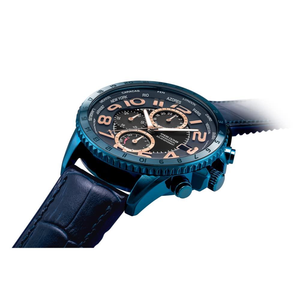 Angel Clover Mondo Solar Men's Watch, Navy Dial, Stainless Steel, Solar Battery, 44.5mm, Official Warranty, MOS44NNV-NV