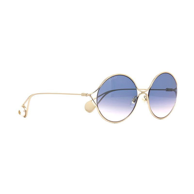 GUCCI Vintage Round Frame Metallic Pearl Sunglasses Gradient Blue