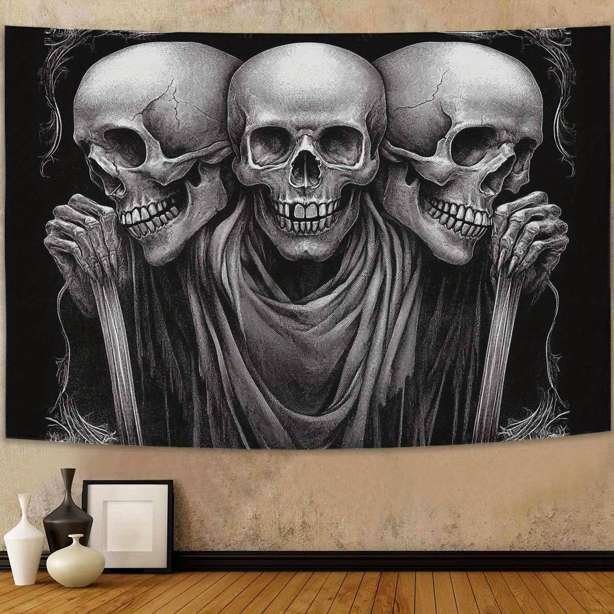 

Gothic Skulls Tapestry Dark Mystery Intricate Details Haunting Charm Eerie Atmosphere for Bold and Mysterious Home Decor 74x94cm(29x37in)