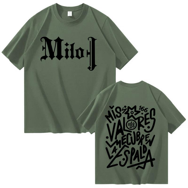 

Rap Singer Milo J NEW Album Double Sided Print Gothic Graphics Tee Shirt 2025 Mens Fashion Tshrits Oversized Casual Cotton Tops 3XL
