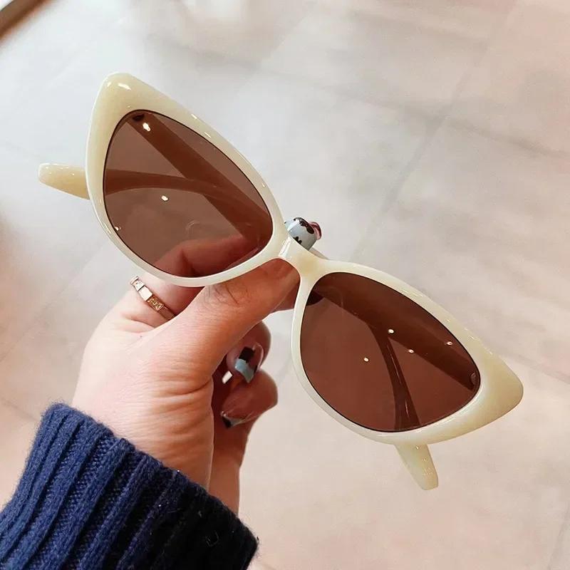 Vintage Small Frame Cat Eye Sunglasses Women for Men Popular Sun Glasses Punk Luxury Brand Designer Retro Sexy Pink Shades UV400