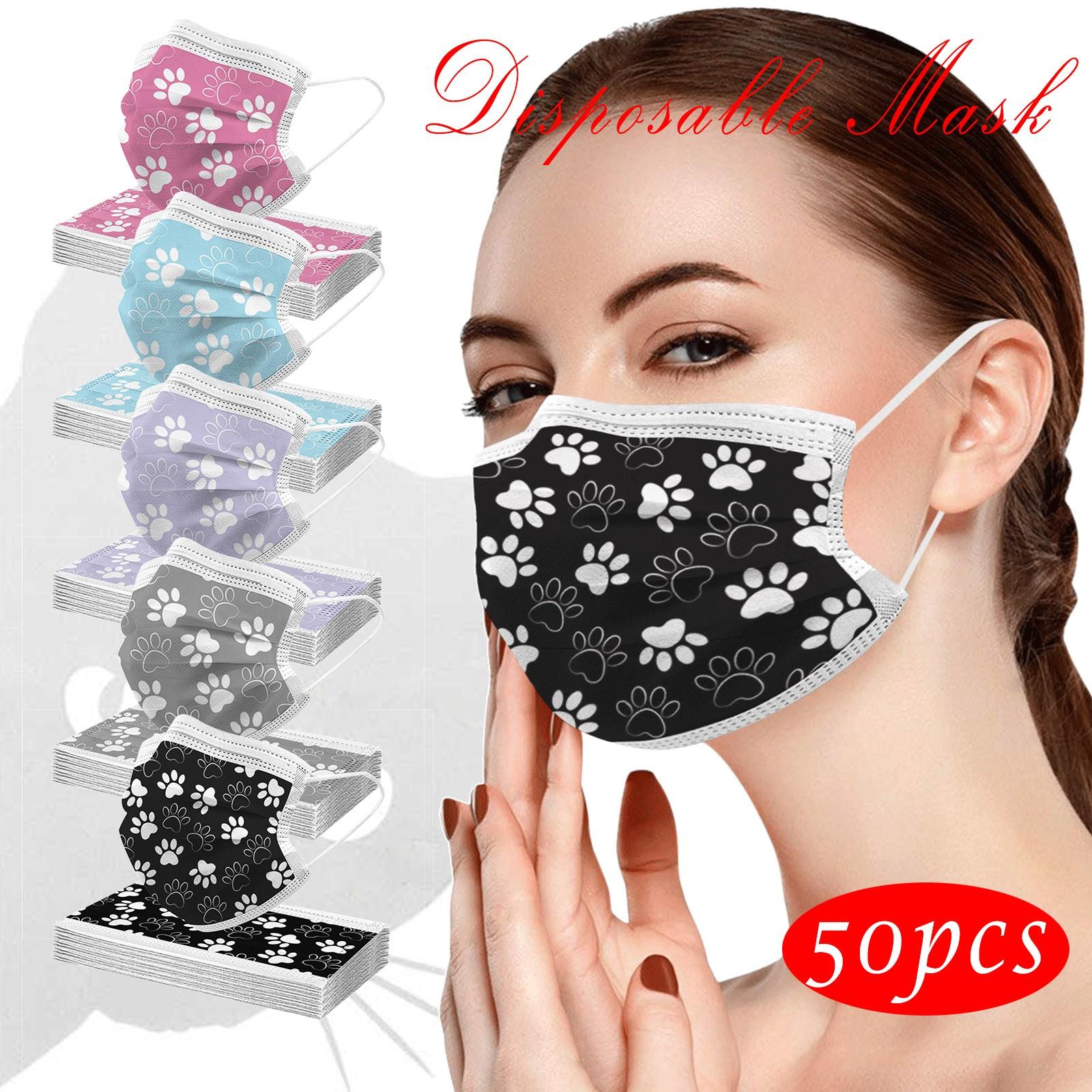 

50 шт. взрослых милые повседневные дышащие 3-слойные одноразовые маски с принтом кота