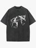 Heulende Wölfe Grafikdruck Herren Gewaschen und Used-Print Rundhalsausschnitt Kurzarm Freizeit T-Shirt