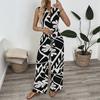 YYFS Women's Fashion Casual Summer Spring Colour Block Print Sleeveless V-Neck High Waist Trousers Jumpsuits & Rompers