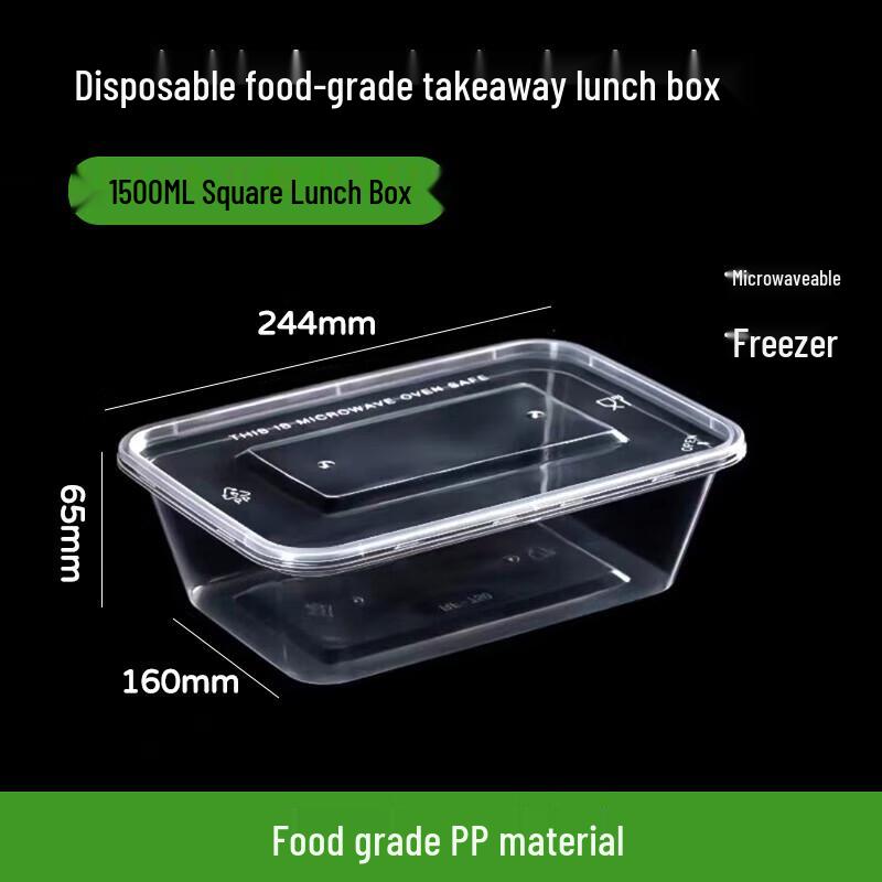 WS Disposable Rectangular Food Containers (1500ml)