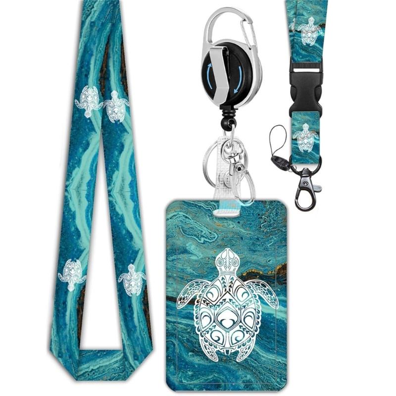 

Badge Lanyard Card Holder Lovely Turtles Lanyard with Badge Reel Carabiner Clip Neck Strap for Teacher Nurse Doctor 1