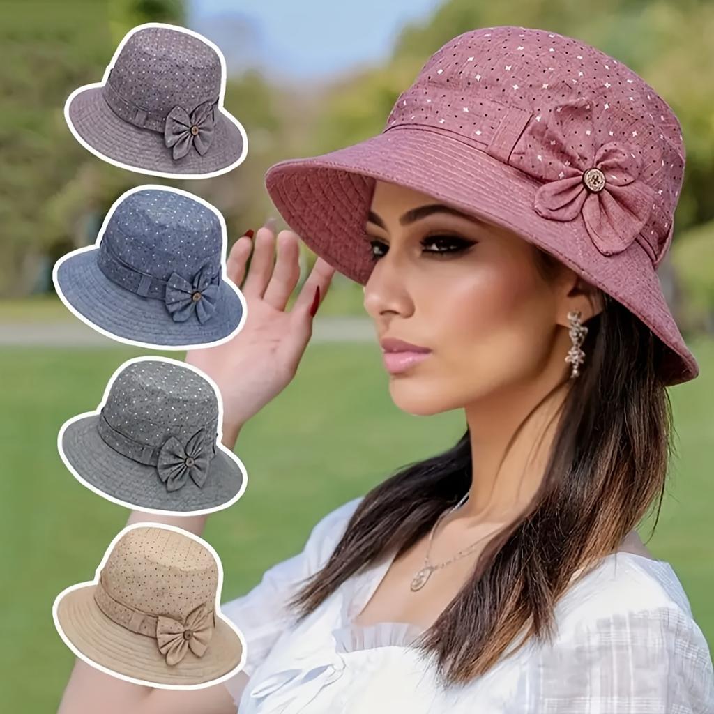 Spring and Summer Country Style Elderly Hat, Women's Sunshade Hat, Mom Sun Hat Top Hat, Grandma Face Bucket Hat, Outdoor Casual Fashionable Cap,