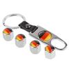 4Pcs/Set Germany Logo Metal Car Tire Valve Stem Cap Air Dust Covers with Tool Wrench Keychain For Volkswagen Benz Car Styling