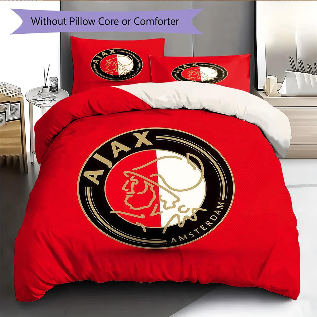 Amsterdamsche Football Club Ajax2 Pattern Bedding Quilt Set Home Decoration Gift (1 * Duvet Cover + 2 * Pillowcase Without Core)