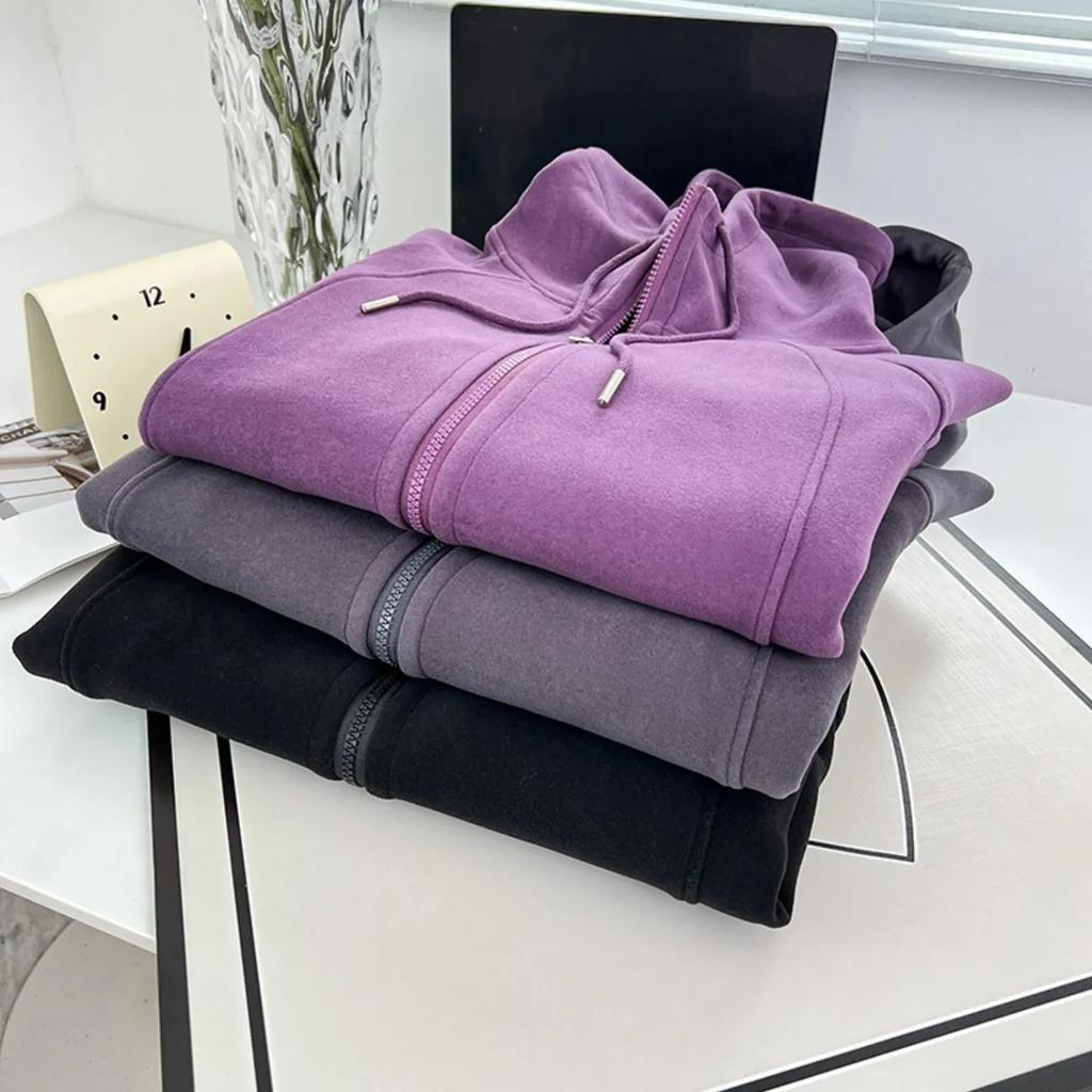 Plus Size Women's Thick Hooded Sweater Women's Autumn and Winter Cardigan Jacket