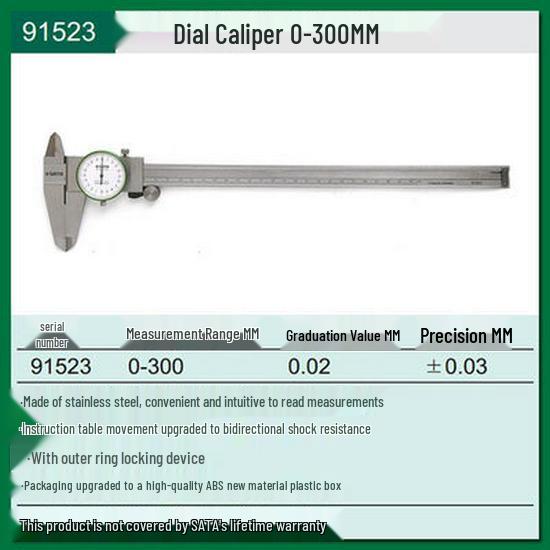 SATA Stainless Steel Dial Vernier Caliper 91521/91522/91523 Manual Measuring Tool