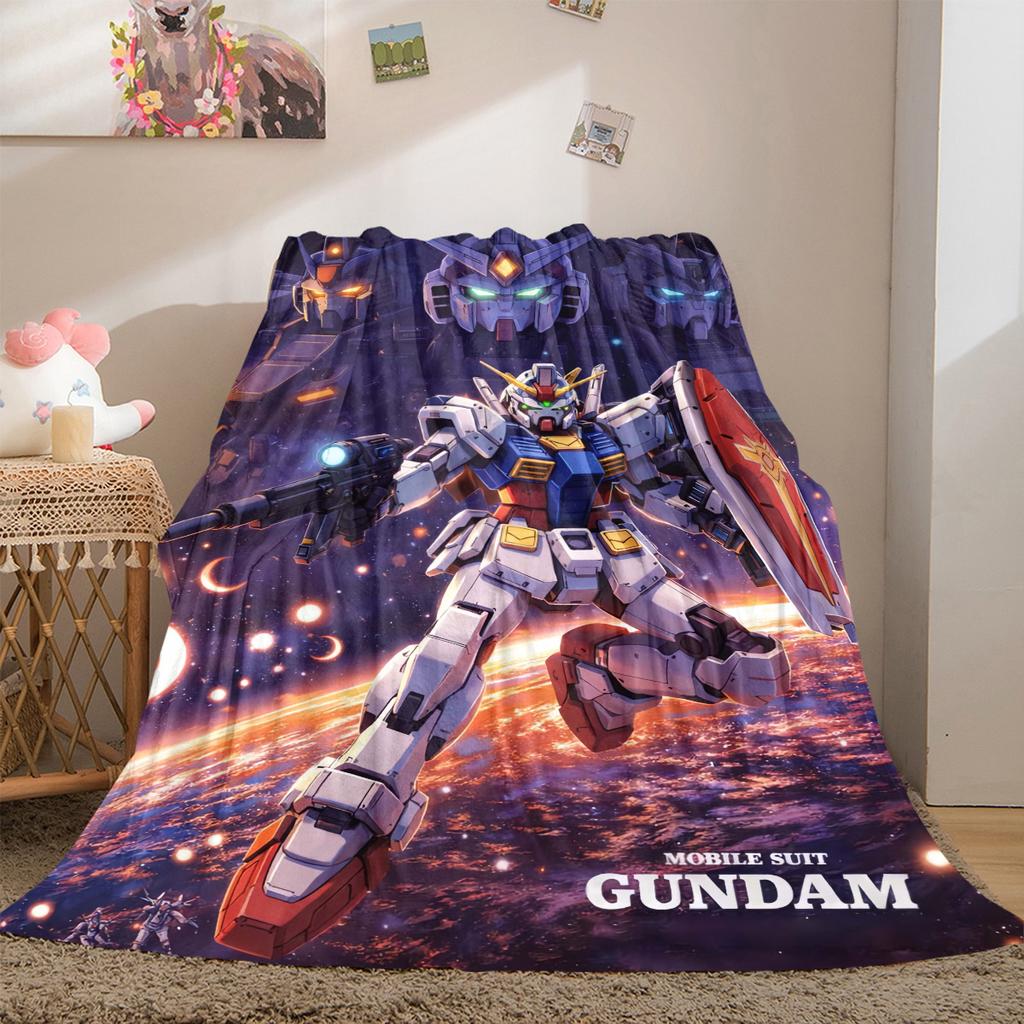 Mobile Suit Gundam Luxury Flannel Lightweight Blanket Home Decor Sofa Bed Travel Cover LXR107