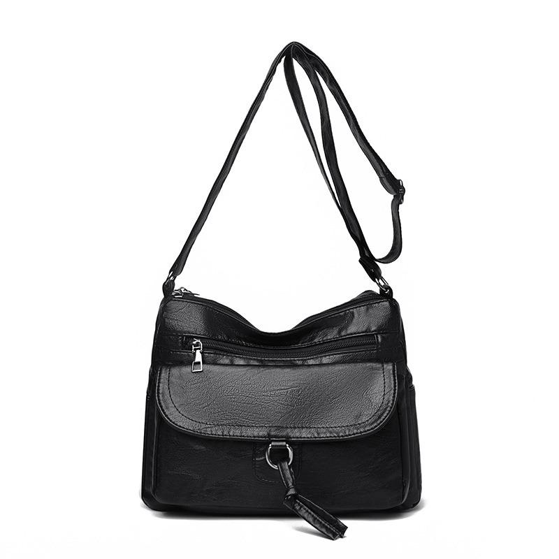 Women's bag Multi-pocket stylish and simple shoulder bag Casual light texture Large capacity messenger women's bag