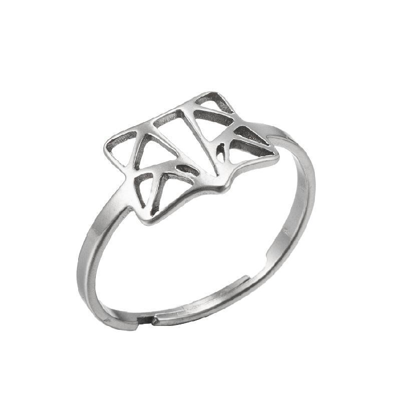 Women's Gold Geometric Cutout Wide Band Cross Ring - European & American Hip Hop Style