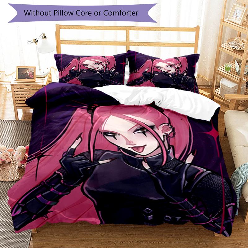 3pcs KPop Demon Hunters MIRA1 Design Cover Set - HD Printed Bedding with 1 Cover and 2 Pillowcases - Perfect for Home and Dorm Decor