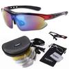 Sports Mirror Full Set with 5 Replacement [Ferry] Sunglasses, Lens, Lenses, Unisex, Black/Red