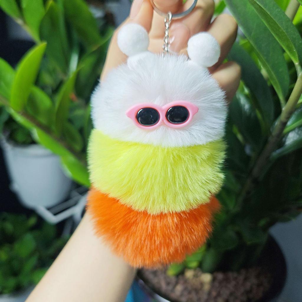 Cute Caterpillar Keychain Cartoon Plush Pendant Doll Bag Pendant Creative Car