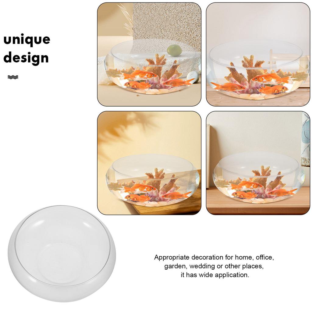 Glass Fish Bowl Small Desktop Aquarium Transparent Fish Tank Goldfish Bowl Hydroponic Plant Vase for Home Glass Round Aquarium