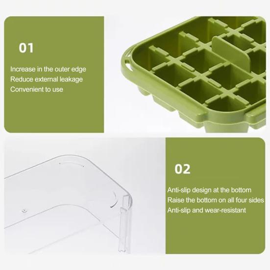 Silicone Ice Cube Tray with Shovel One-click Release Ice Mold Family Gatherings DIY Ice Maker for Whiskey Cocktail