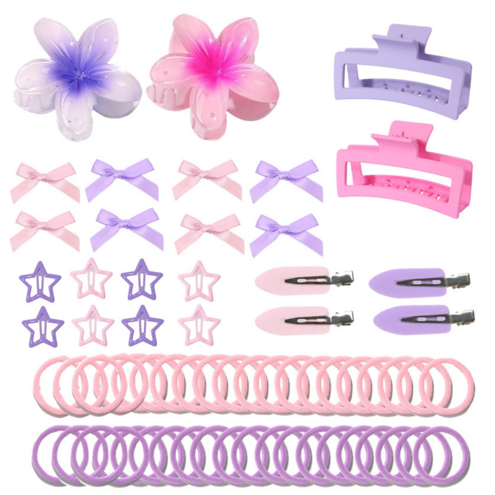 

64PCS Summer Egg Flower Grab Clip Leather bb Clip Bauhinia Hair Clip Festive Premium Sense Women s Back of the Head Shark Clip