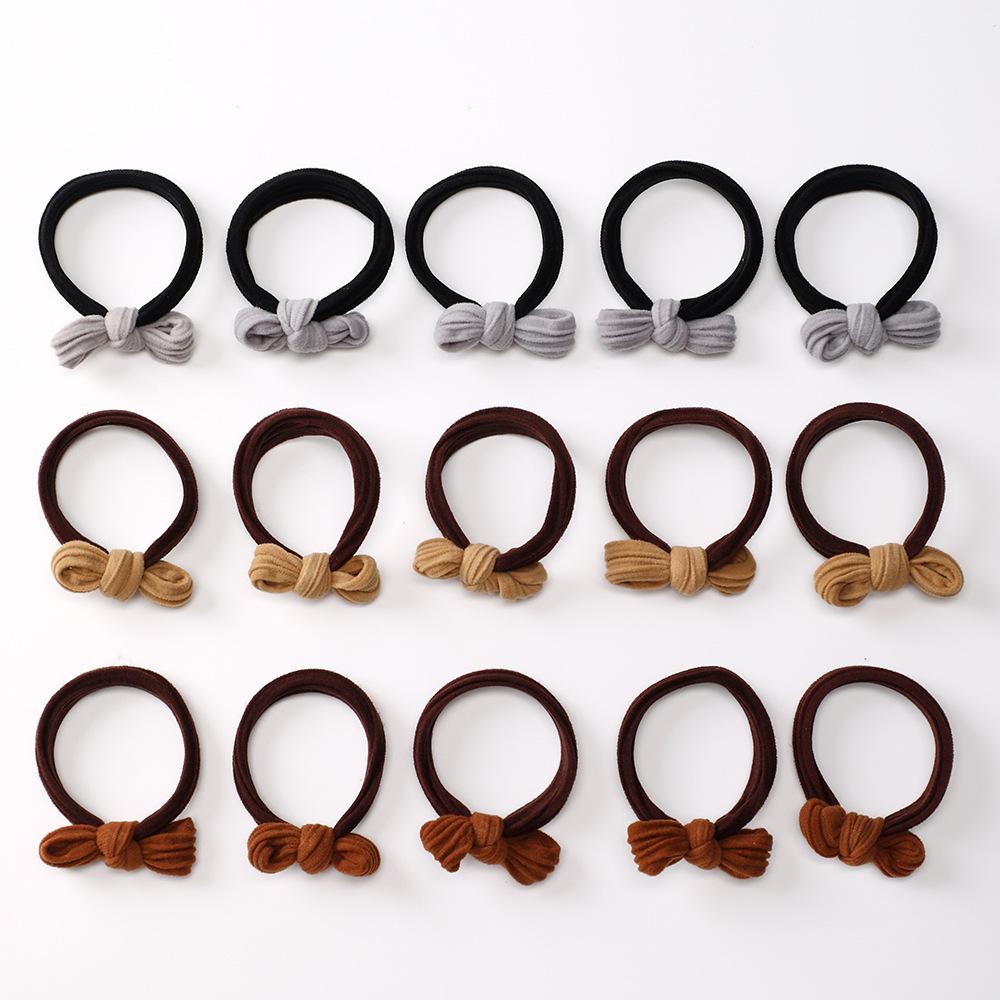 Nago Korean-Style Girls' Bow Hair Tie - Simple, Durable, High-Elastic Double Ponytail Holder