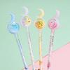 5 Stück/Los Niedliche Mond-Pailletten Gelstift 0,5 mm Schwarze Tinte Stifte Büro Unterschriftsstift Schüler Schulbedarf Kawaii Kinder Schreibwaren Geschenk