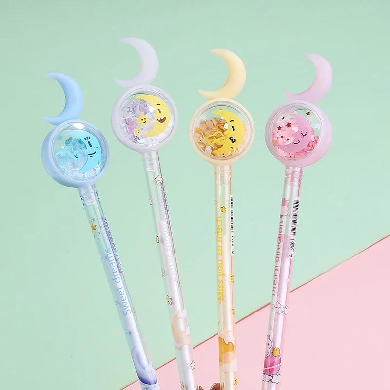 

5Pcs/Lot Cute Moon Sequins Gel Pen 0.5mm Black Ink Pens Office Signature Pen Student School Supplies Kawaii Kids Stationery Gift чорний