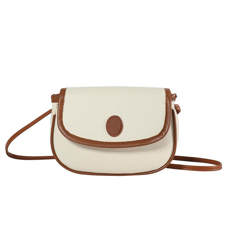 Trendy 2024 Spring New Fashion Color-block Saddle Bag For Women Street Style бежевый