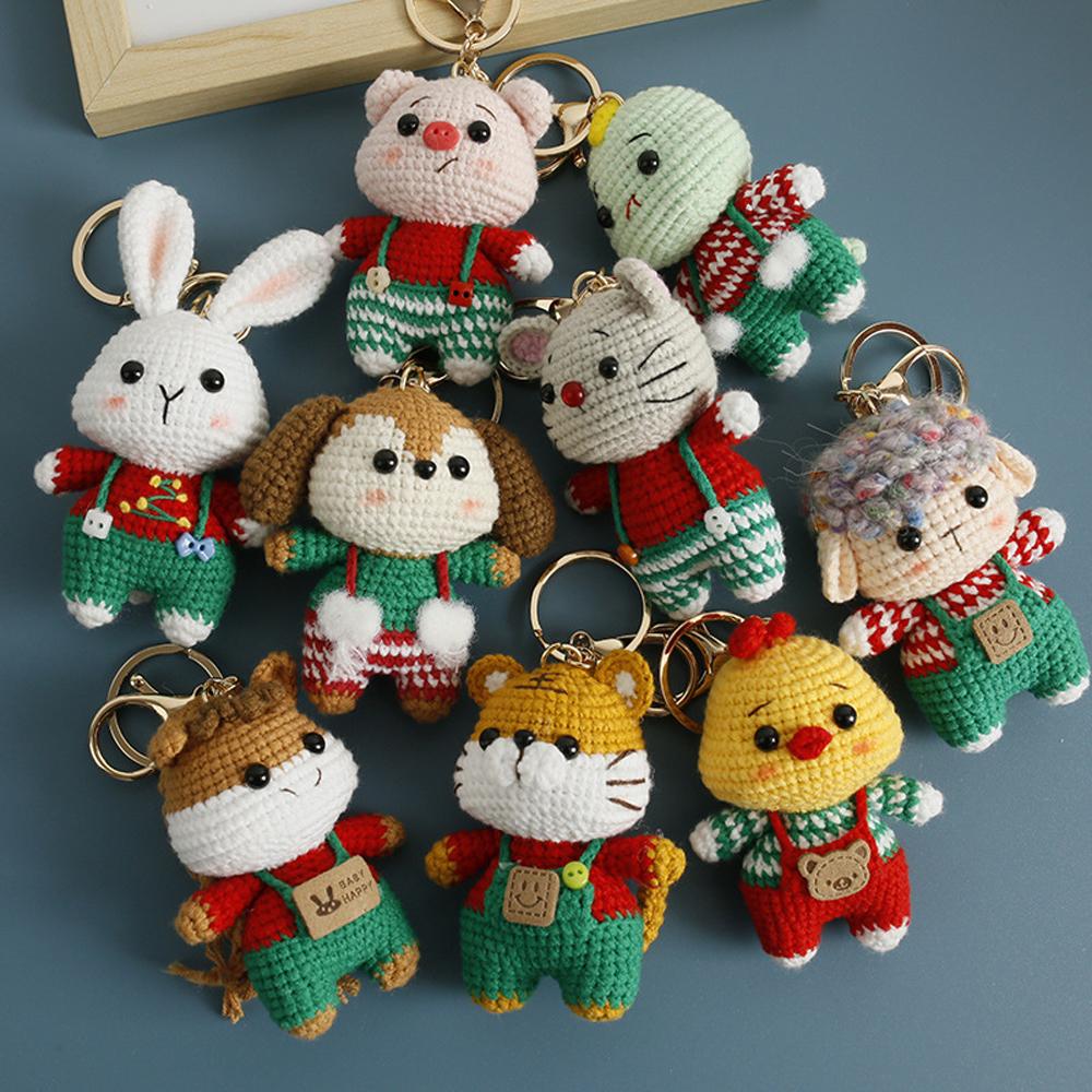 Crochet Animal Key Ring Cute Handwoven Pendant Creative Mini Knitted Animal Keychain Friends Gift