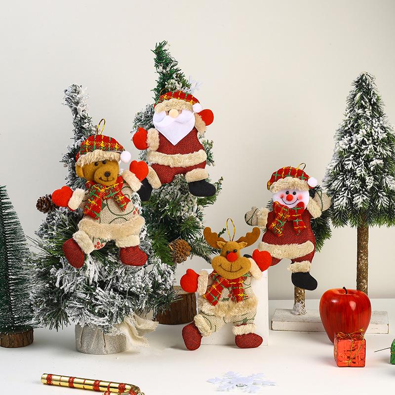 Dancing Christmas Figurines: Snowman, Reindeer, Bear & Old Man Plush Ornaments