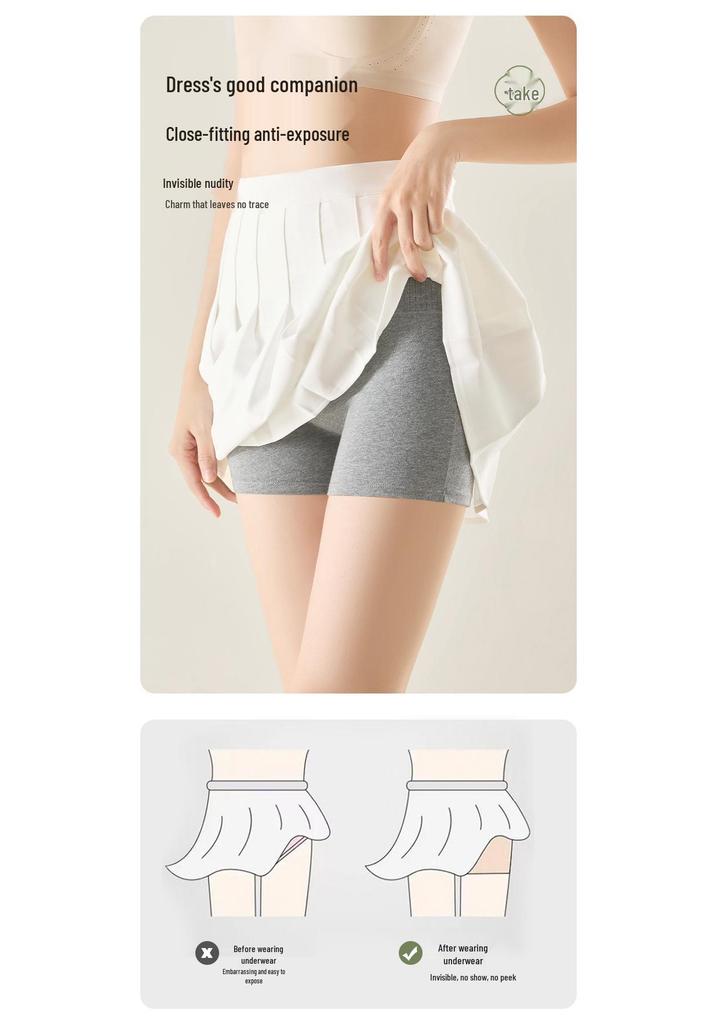 Plus Size Mid-Waist Pure Cotton Women's Safety Underwear: Hip-Hugging, Anti-Chafing Boxer Briefs