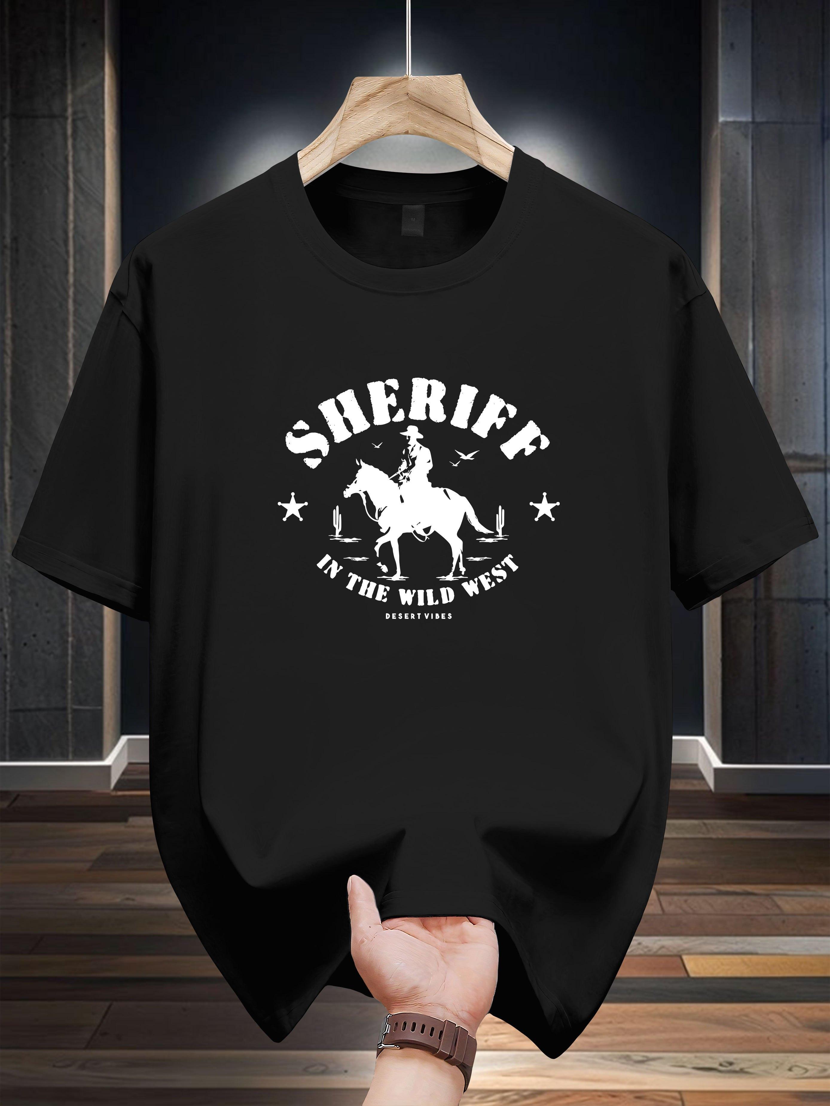 

Casual Cotton T-shirt - SHERIFF IN THE WEST Graphic Print M