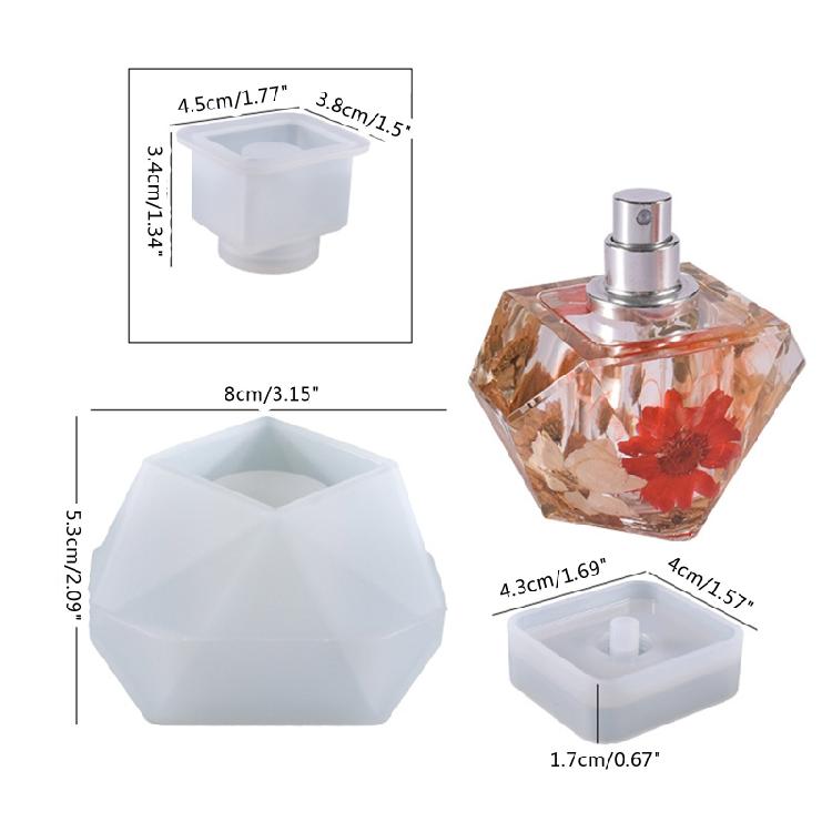 3 Pcs Perfume Bottle Silicone Resin Molds UV Resin Epoxy Silicone Casting Molds