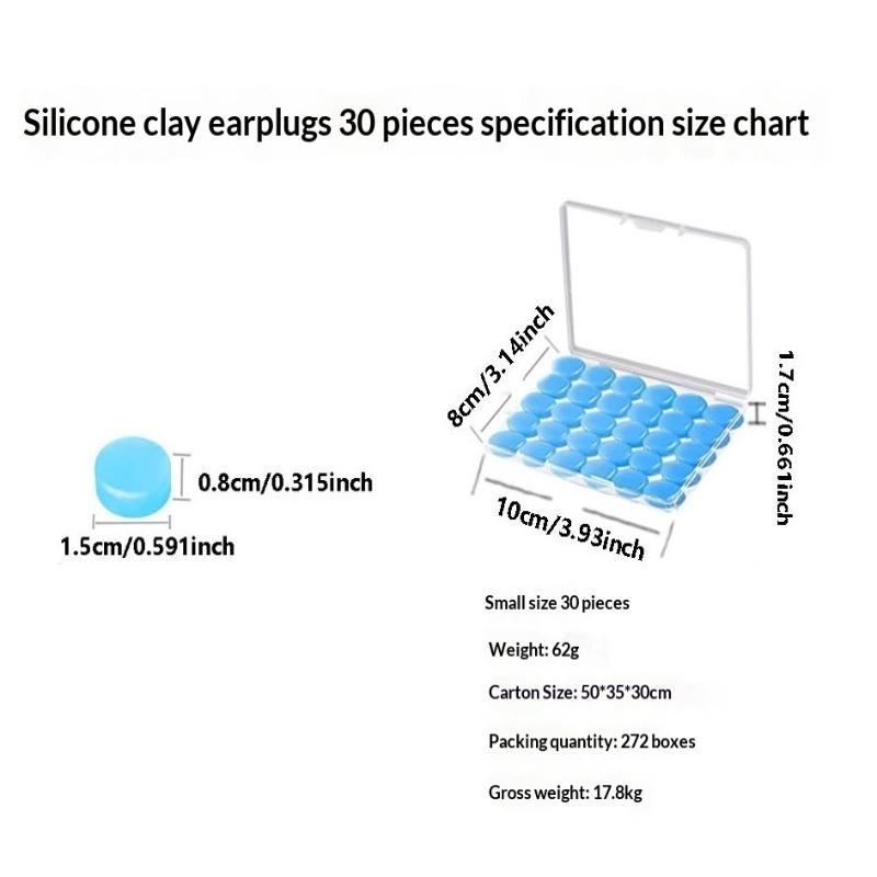 30Pcs Moldable Soft Silicone Earplugs 38Db Soundproof Snug Fit Sleep Travel Work Study
