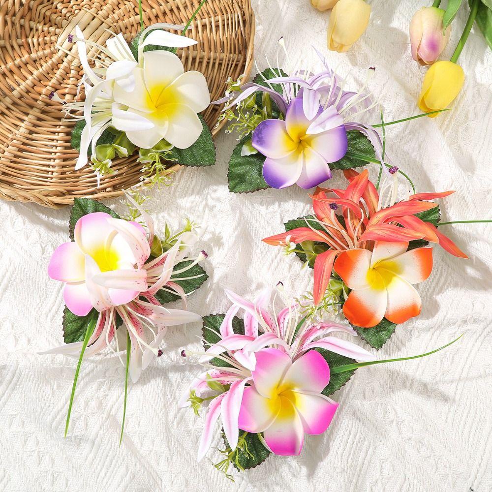 

Artificial Flowers Egg Flower Hair Clips Bohemian Hair Accessories Bridal Barrette Beach Wedding рожевий