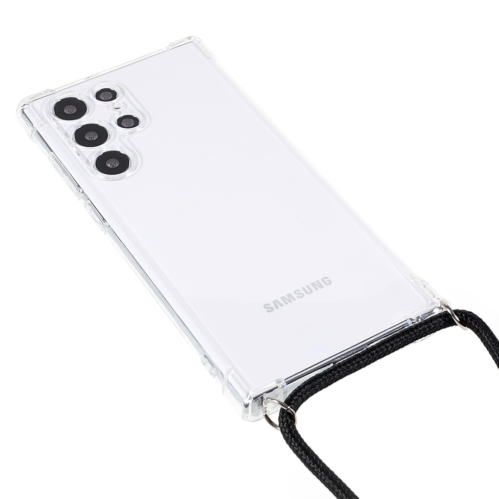 

Shockproof Corner Airbag Clear TPU Case for Samsung Galaxy S22 Ultra 5G,Anti-fall Mobile Phone Cover with Lanyard A