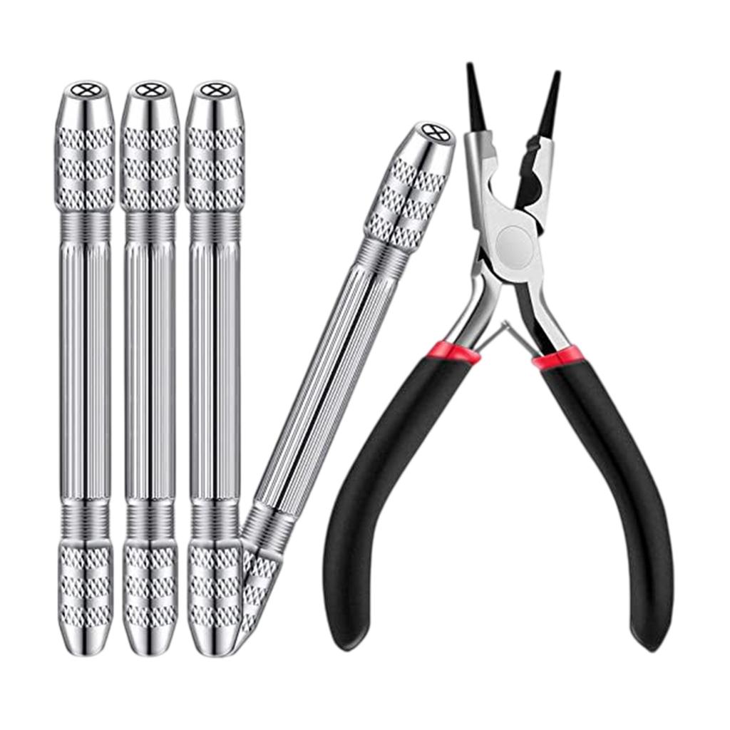 Dual End Hand Drill Jewelry Making Set for Wire Twisting and Metalworking with Carbon Steel Bits