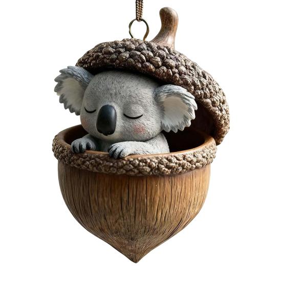 Forest Animal Acorn Hanging Ornaments Acrylic Christmas Tree Decor with Squirrel Rabbit Pony Designs 2D Flat Pendants for Holiday Gifting