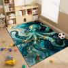 Multiple sizes Blue octopus with gold textures Carpet for Living Room Bedroom Sofa Home Decor Rug Non-slip Floor Mat Luxury Gift