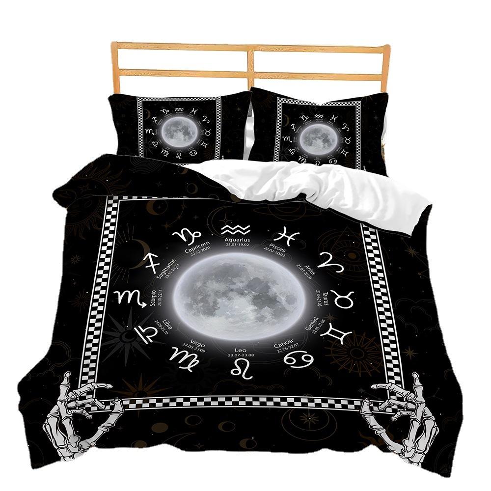 Quilt Cover Three-Piece Set Twelve Constellations Black Two-Piece Set Digital Printing Bedding