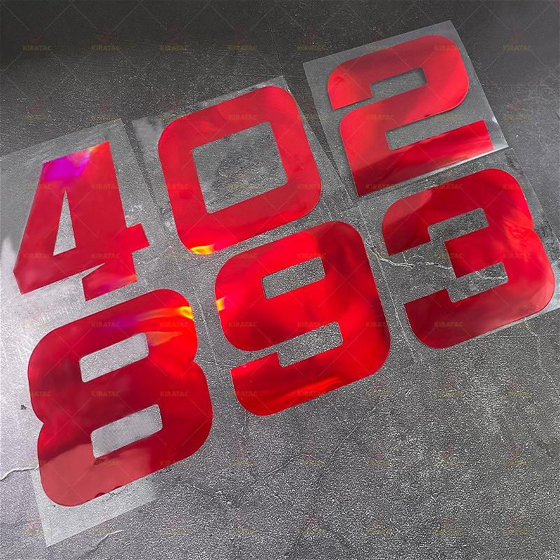 1pc Red Laser Number 0-9 Motorcycle Stickers Waterproof for Fairing Helmet Scooter Bicycle Frame Top Tube Universal Vinyl Decals