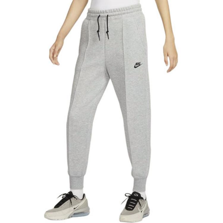 Nike Sportswear Tech Fleece Solid Logo Drawstring Cuffed Knit Joggers Women Joggers Dark-Gray Black FB8331-063