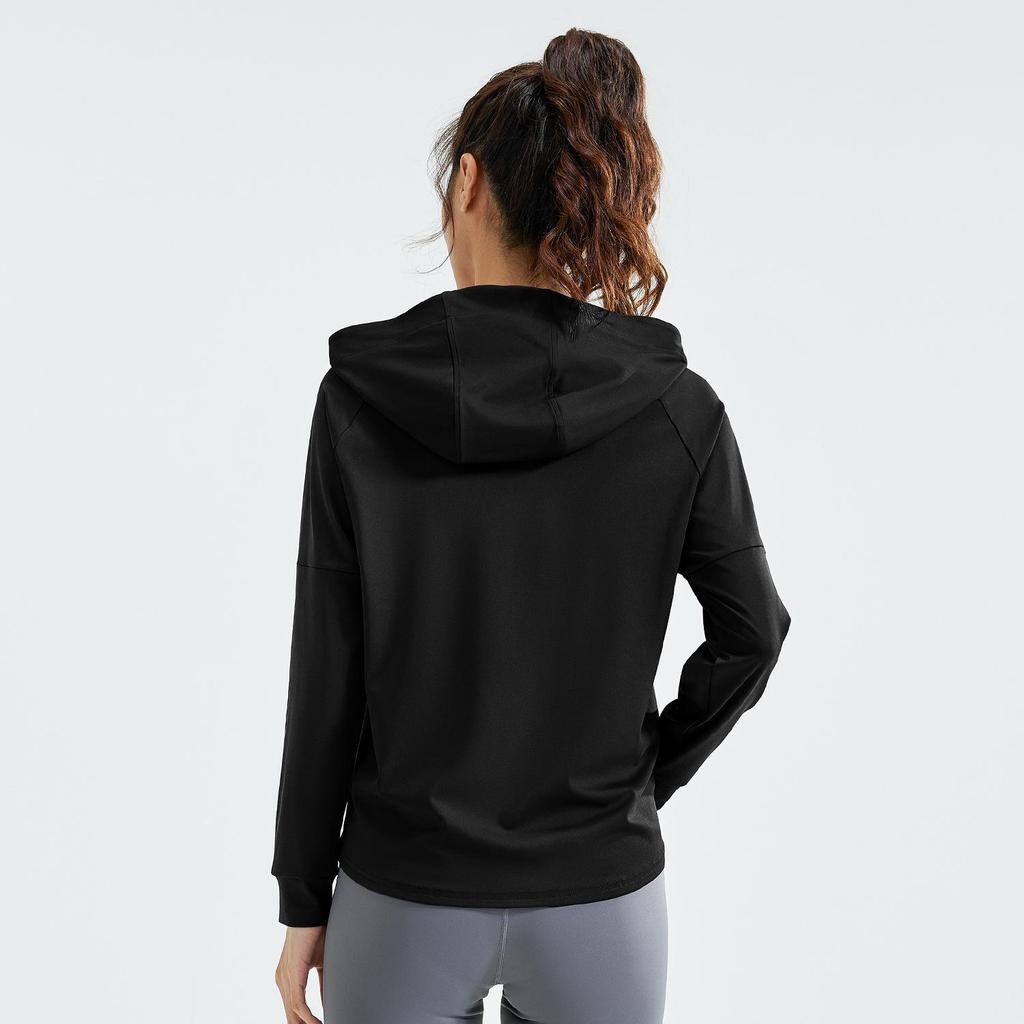Hooded Sports Coat Women's Loose Running Smock Large Size Fitness Wear Long Sleeve Yoga Wear