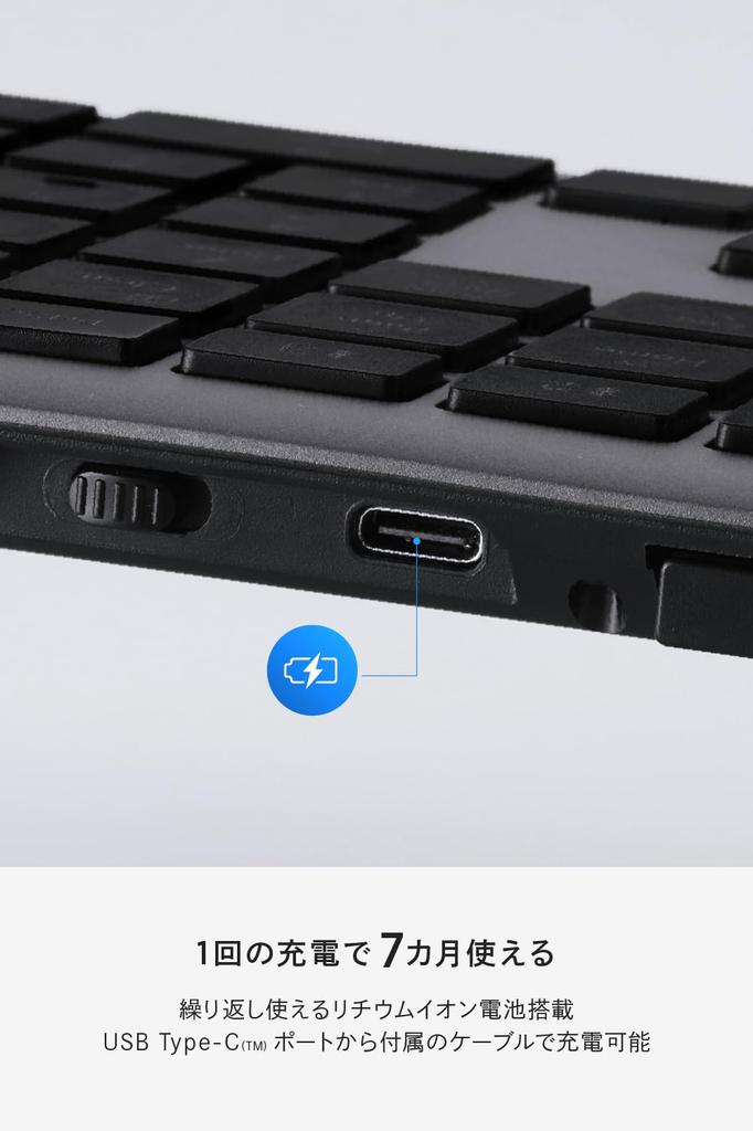 ELECOM Precisionist Wireless Thin Pantograph Full Keyboard, Bluetooth, 2.4GHz, Multi-Pairing (4 Devices), Rechargeable, Type, Size, Black,