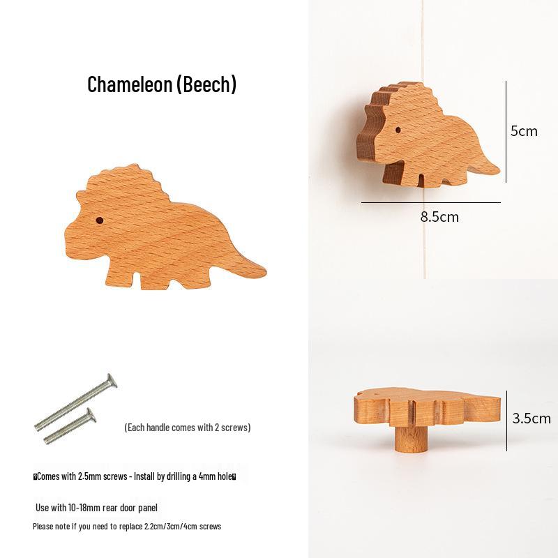 Dinosaur Handle for Children's Room - Cute Wooden Animal Cartoon Drawer & Cabinet Pull