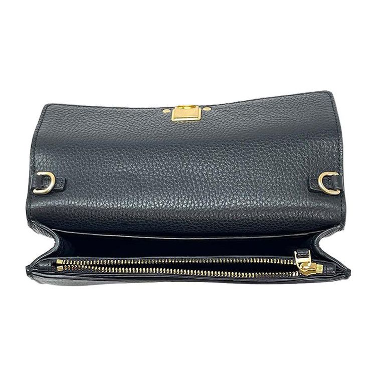 Tory Burch Britten Hollow Logo Chain Leather Shoulder Crossbody Bag Women Bags Black Black-Gold 141012-001