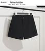 Women's High-Waisted Black A-Line Wide-Leg Slimming Shorts - Spring 2022 Korean Style